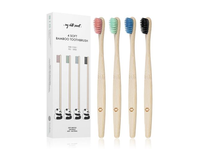 My White Secret Bambusový zubná kefka ( Bamboo Toothbrush) 4 ks